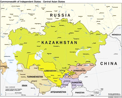 Map of Commonwealth of Independent States, Central Asian States