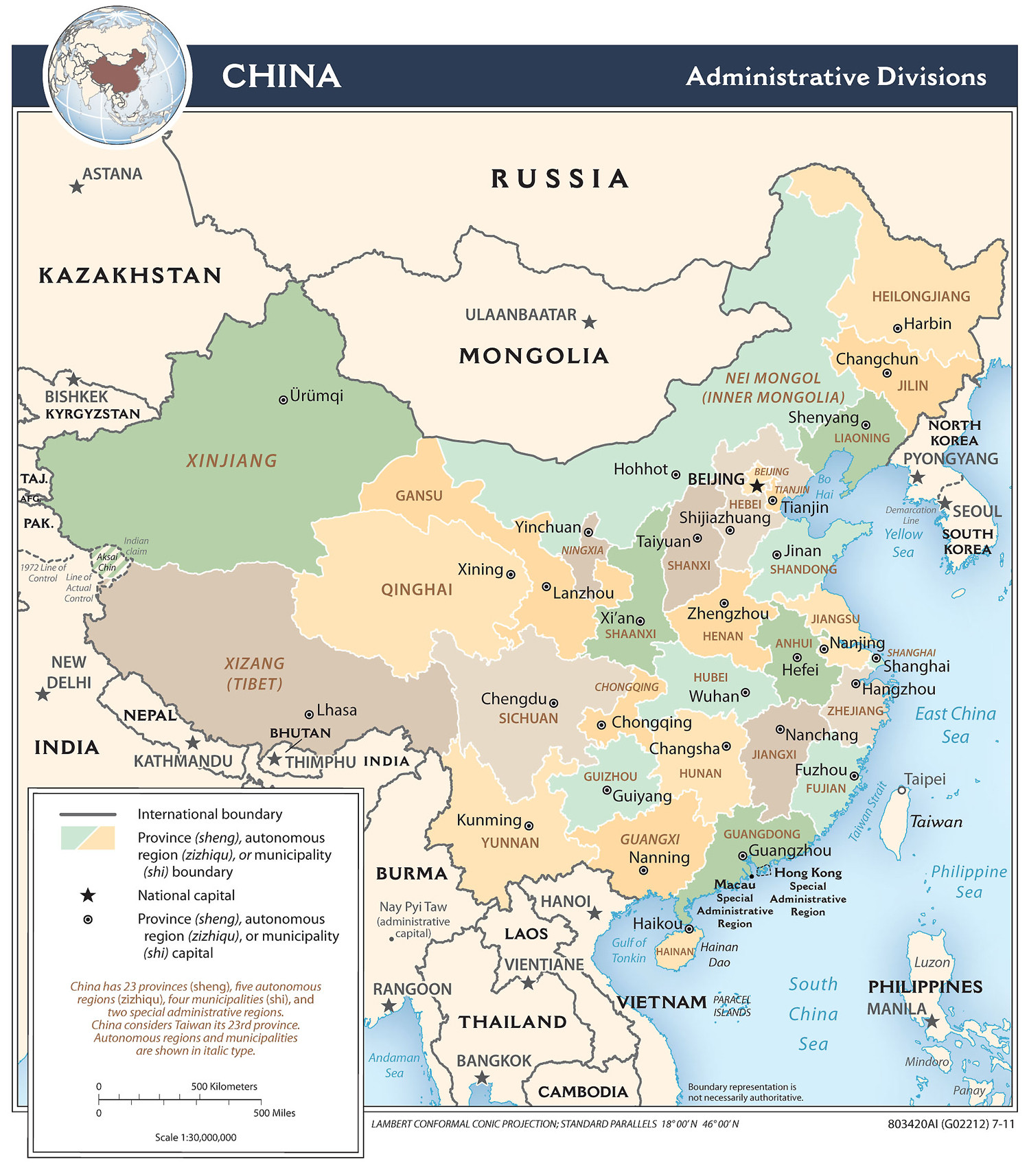 Map of China and Environs, adapted from archived cia.gov image