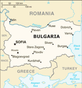 Bulgaria Map, adapted from image at cia.gov