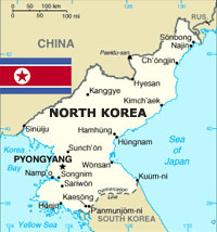 North Korea Map and Flag, adapted from .gov image