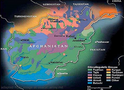 Afghanistan Map of Ethnicities