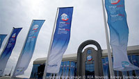 File Photo of St. Petersburg Economy Forum Outdoor Banners and Building Facade