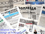 File Photo of Russian Print Newspapers, adapted from image at loc.gov