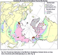 Polar Map Showing Permafrost Areas, Adapted From NOAA.gov Graphic