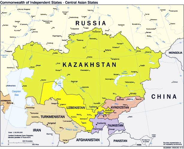 Map of CIS Central Asia and Environs