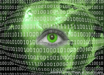File Image of Stylized Eye Surrounded by Binary Code