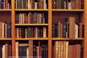 Bookcase file photo, adapted from image at nlm.nih.gov