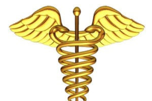 Medical Symbol with Pole, Serpents, Wings, adapted from image at lanl.gov