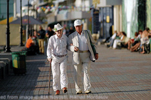 File Photo of Elders Walking in Russia