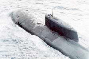 Kursk Submarine File Photo, adapted from image at lanl.gov