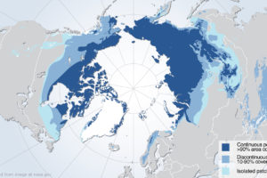 Map of Arctic Highlighting Permafrost, adapted from image at nasa.gov