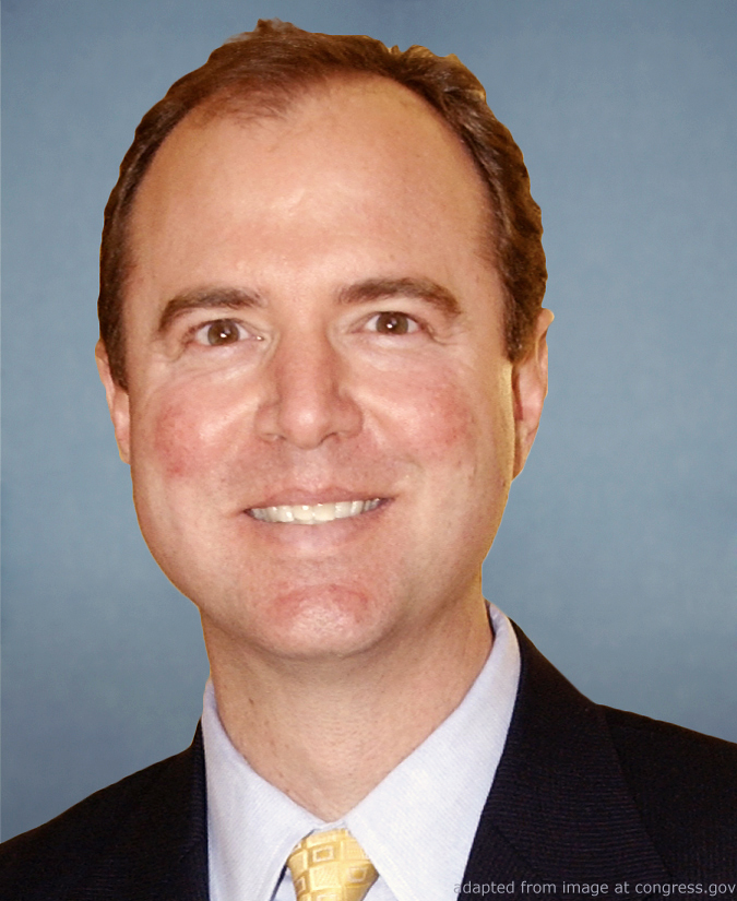 Adam Schiff file photo, adapted from image at congress.gov