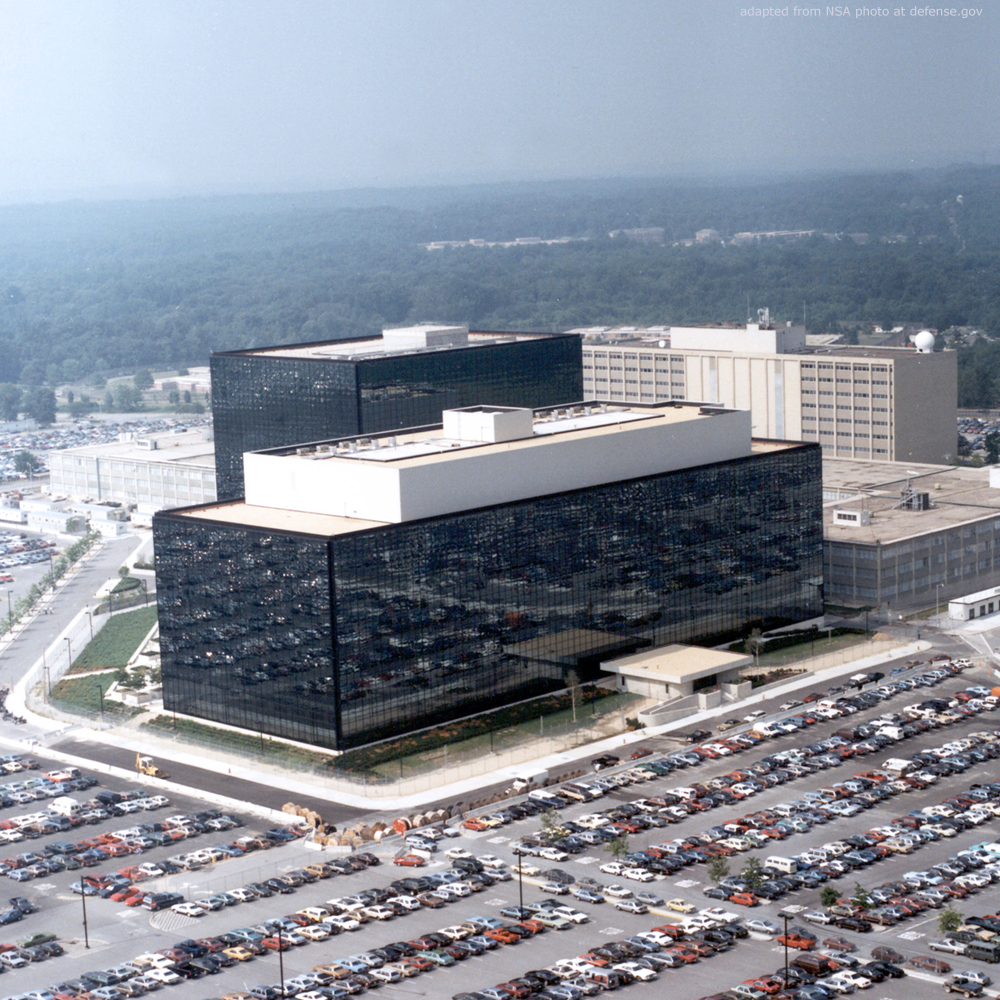 File Photo of NSA Headquarters Building, adapted from NSA photo at defense.gov