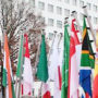 File Photo of Country Flags Outside 2017 G20 Meeting in Hamburg, adapted from image at state.gov