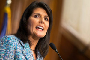 Nikki Haley file photo, adapted from image at usembassy.gov