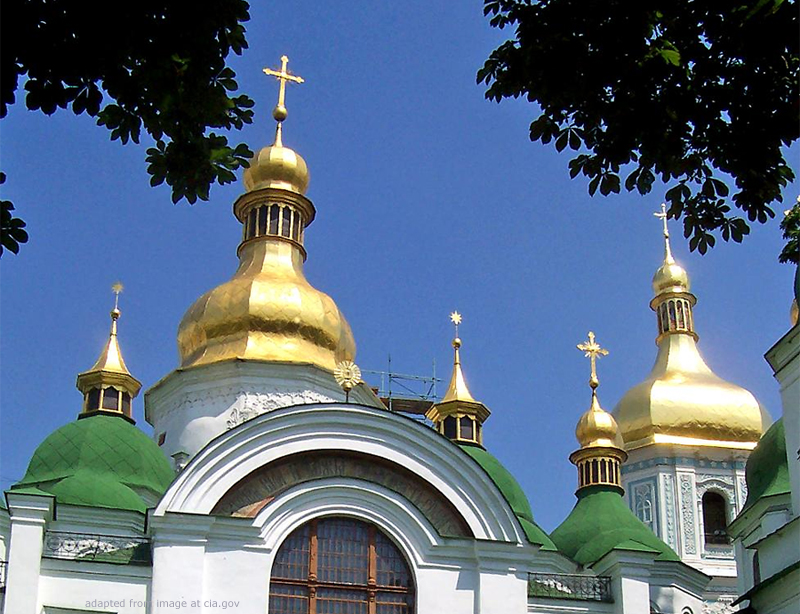 File Photo of Saint Sophia Cathedral in Kyiv, adapted from image at cia.gov by Steven C. Welsh :: www.stevencwelsh.com :: www.stevencwelsh.info