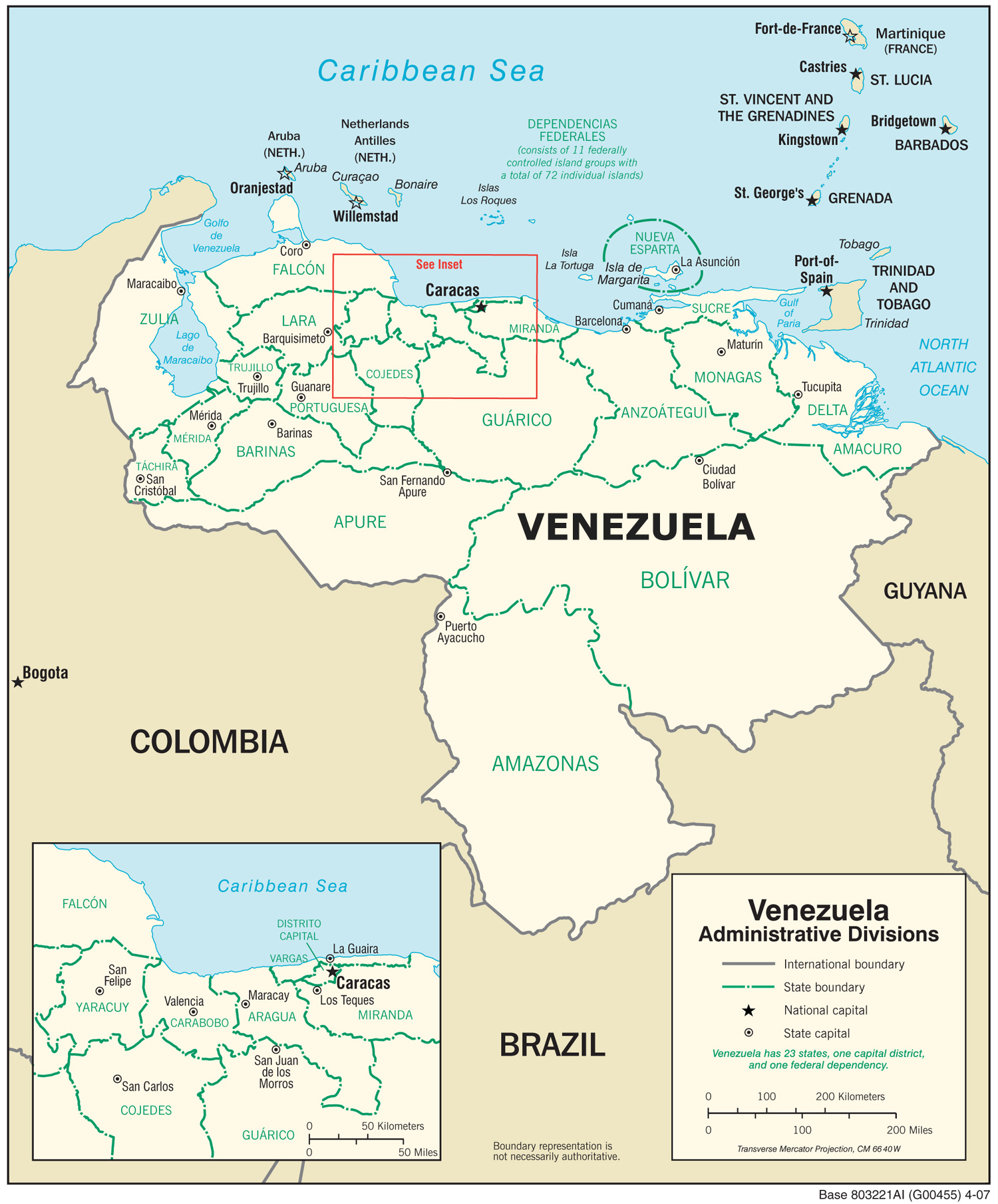 Venezuela Map, adapted from image at cia.gov