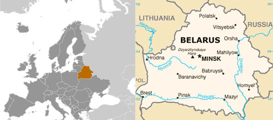 Map of Belarus and Environs, adapted from images at cia.gov