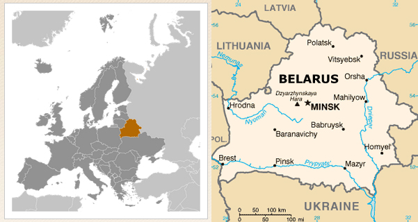 Map of Belarus and Environs, adapted from images at cia.gov