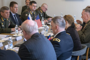File Photo of U.S.-Russian Senior Military Meeting, adapted from image at defense.gov with photo credit to Dominique A. Pineiro