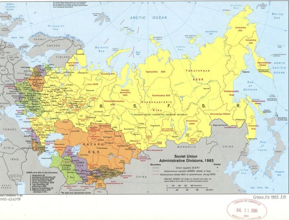 CIA Map of USSR Administrative Divisions, adapted from image at loc.gov