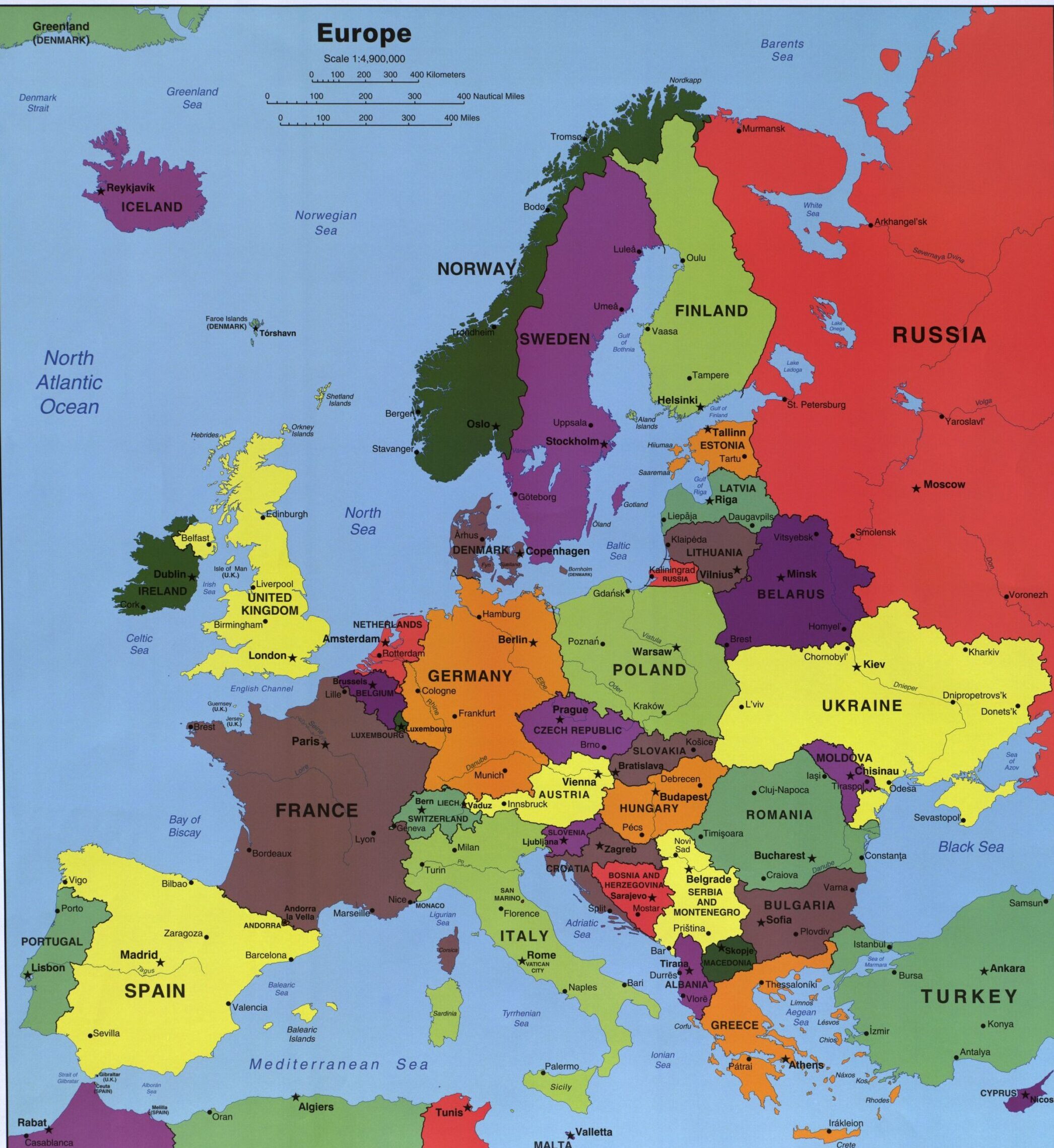 Map of Europe, adapted from image at loc.gov