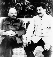 File Photo of Lenin and Stalin, Seated, adapted from image at loc.gov