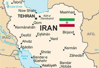 Map of Iran with Iranian Flag, adapted and edited from image at state.gov