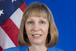 Lynne Tracy file photo, adapted from image at embassy.gov
