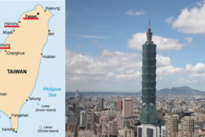 File Image of Taiwan Map and Taiwanese Urban Landscape, adapted from image at export.gov