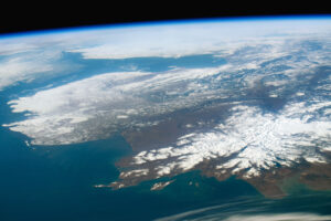 Alaska, Bering Strait, Arctic Satellite Photo, adapted from image at nasa.gov