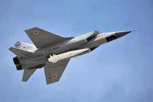 File Photo of Russian Fighter Jet in Flight Bearing Kinzhal Hypersonic Missile, adapted from image at alssa.mil