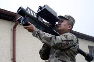 File Photo of Stinger Missile on Shoulder of U.S. Army Personnel, adapted from army.mil image