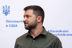 Volodymyr Zelensky file photo, adapted from dhs.gov image