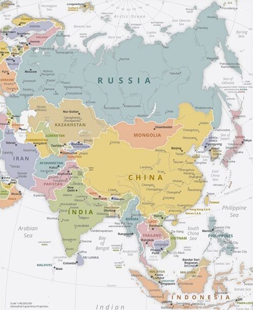 Map of Asia adapted from cia.gov image